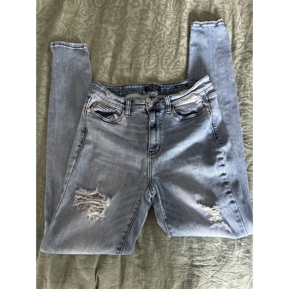 Judy Blue Los Angeles Womens Skinny Fit Distressed Ripped Jeans Size 11/30